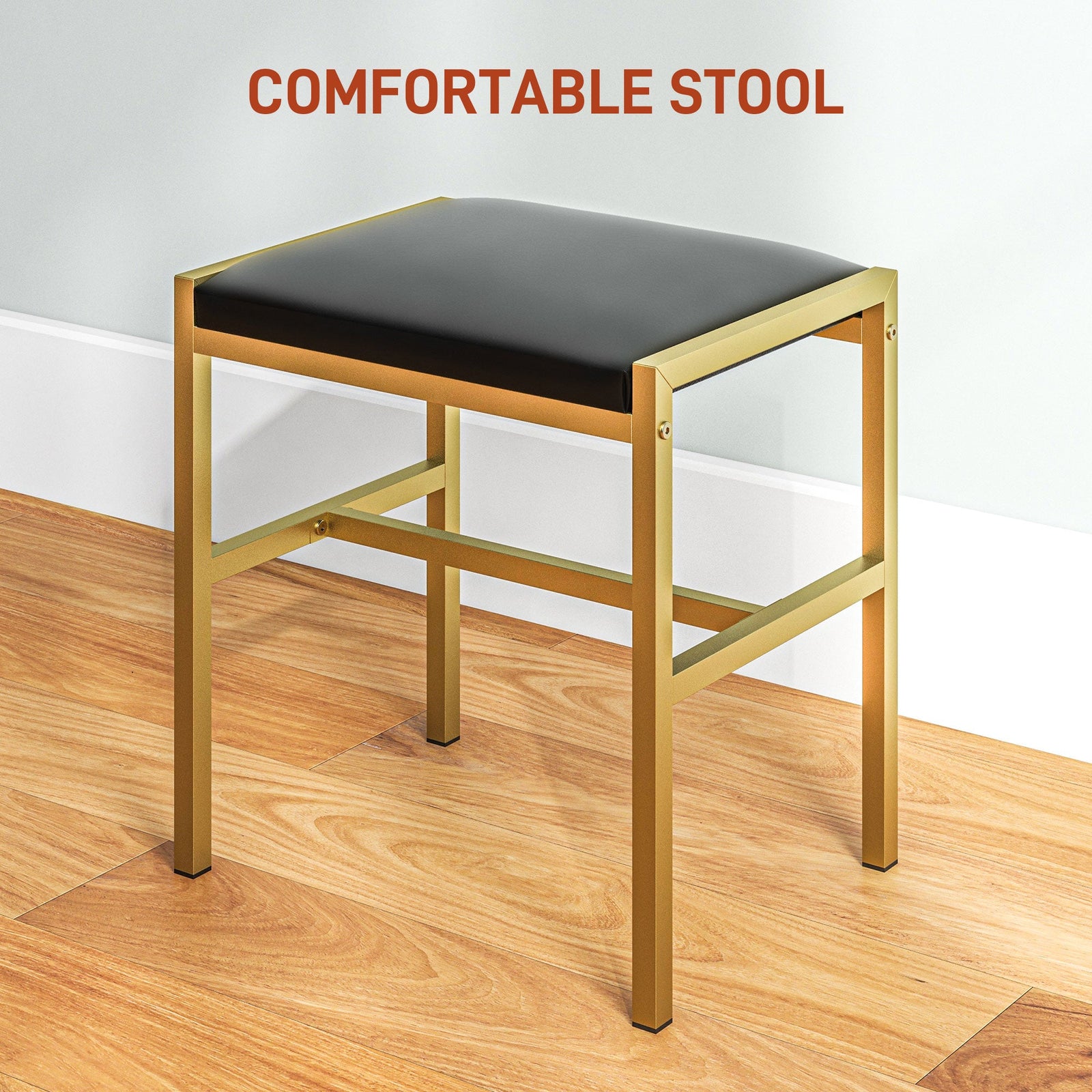 homcom dressing table set with storage and stool black