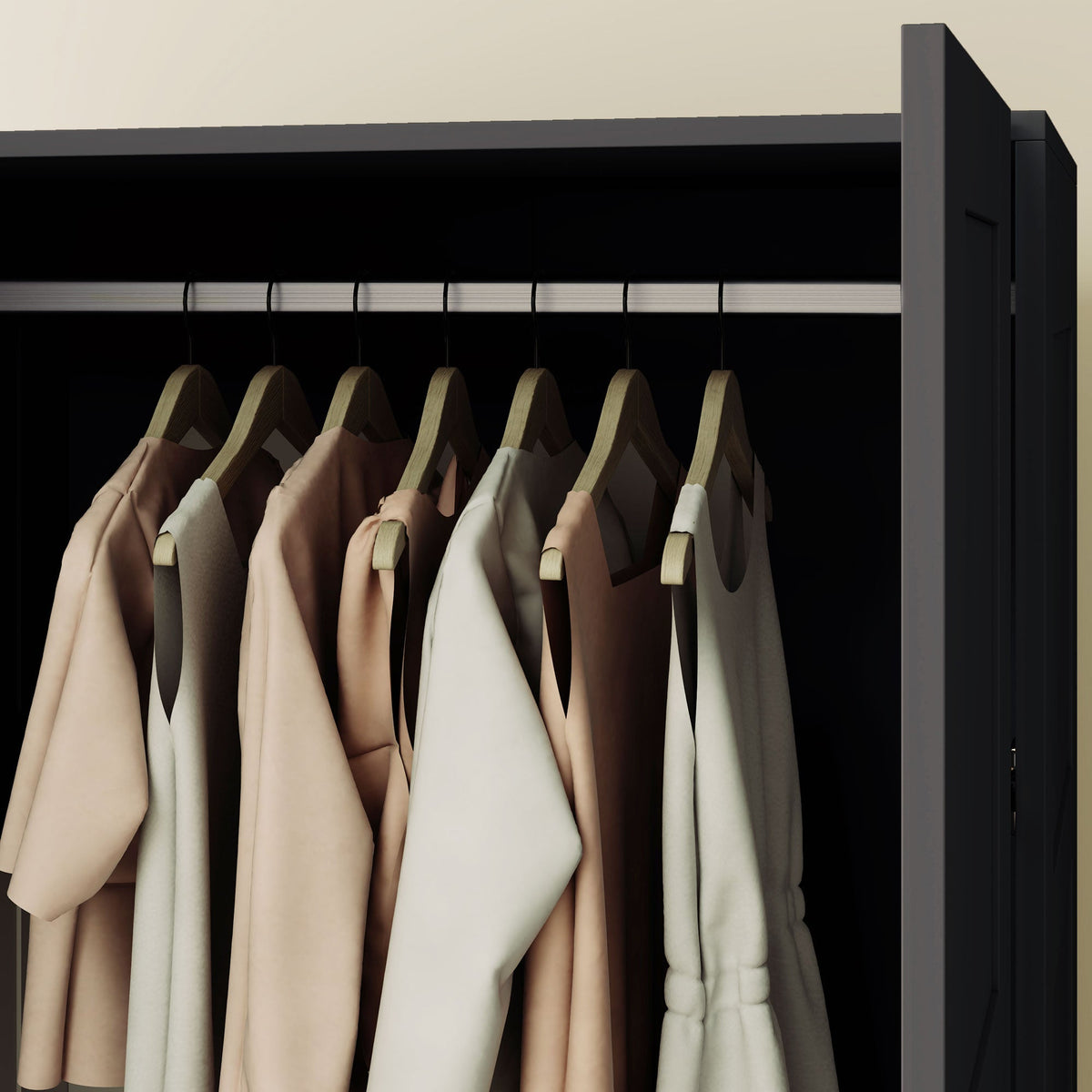 homcom double panel door wardrobe with shelves black