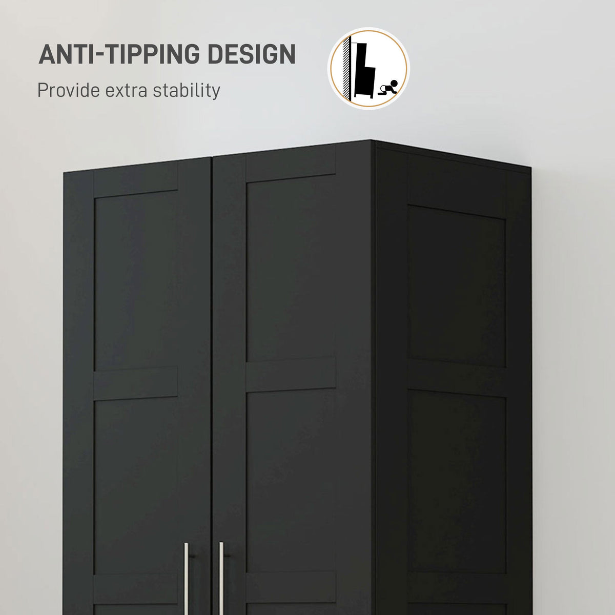 homcom double panel door wardrobe with shelves black