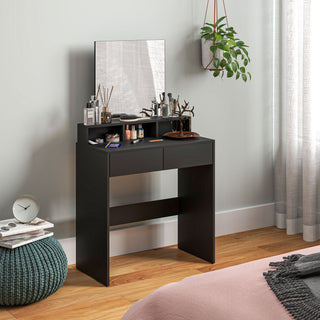 homcom multi storage dressing table with mirror black