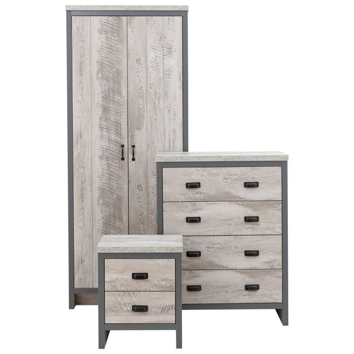 Wardrobe Set - BELONA 2 Door Bedroom Set 3 Piece Grey 73cm – product image 18