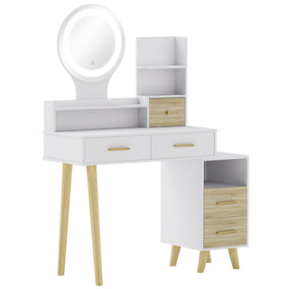 homcom elegant dressing table with storage white