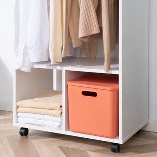 homcom open wardrobe on wheels bedroom wardrobe with clothes hanging rail 2 storage shelves mobile garment rack for cloakroom hallway white