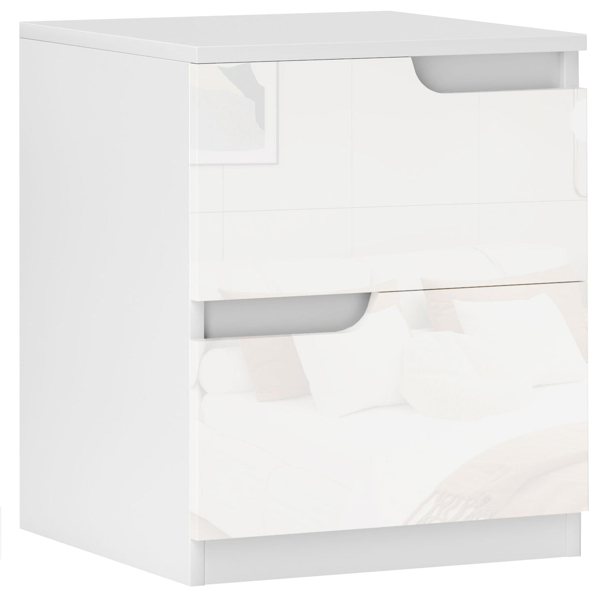 homcom high gloss bedside table white