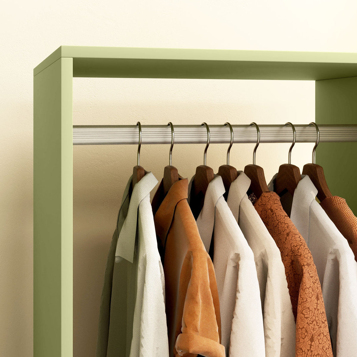 homcom open wardrobe on wheels bedroom wardrobe with clothes hanging rail 2 storage shelves mobile garment rack for cloakroom hallway green