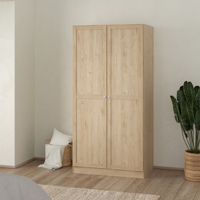 Wardrobe - MANFRED 2 Doors Wardrobe Jackson Hickory Oak 99cm