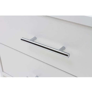 White 2-drawer KIRKLEES bedside table with silver T-bar handles, glossy finish