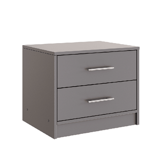 Grey 2 drawer bedside table with silver handles