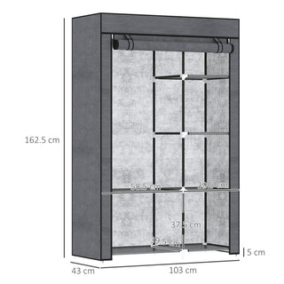 homcom rail and six shelf fabric wardrobe dark grey
