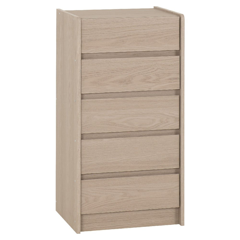 Smoked ash wooden chest of 5 drawers