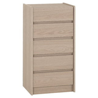 Smoked ash wooden chest of 5 drawers