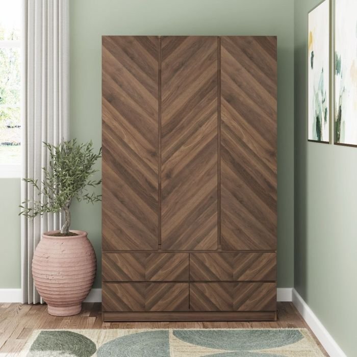 CHARLESTON 3 Door Wardrobe Set 4 Pieces - Royal Walnut – product image 19