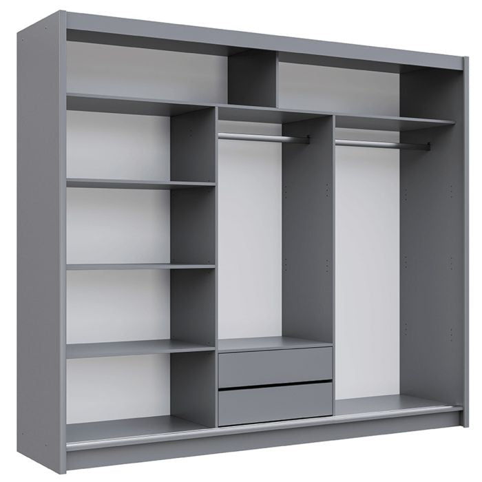 Kinross II 250cm 3-Door Mirrored Sliding Wardrobe – Graphite – product image 9