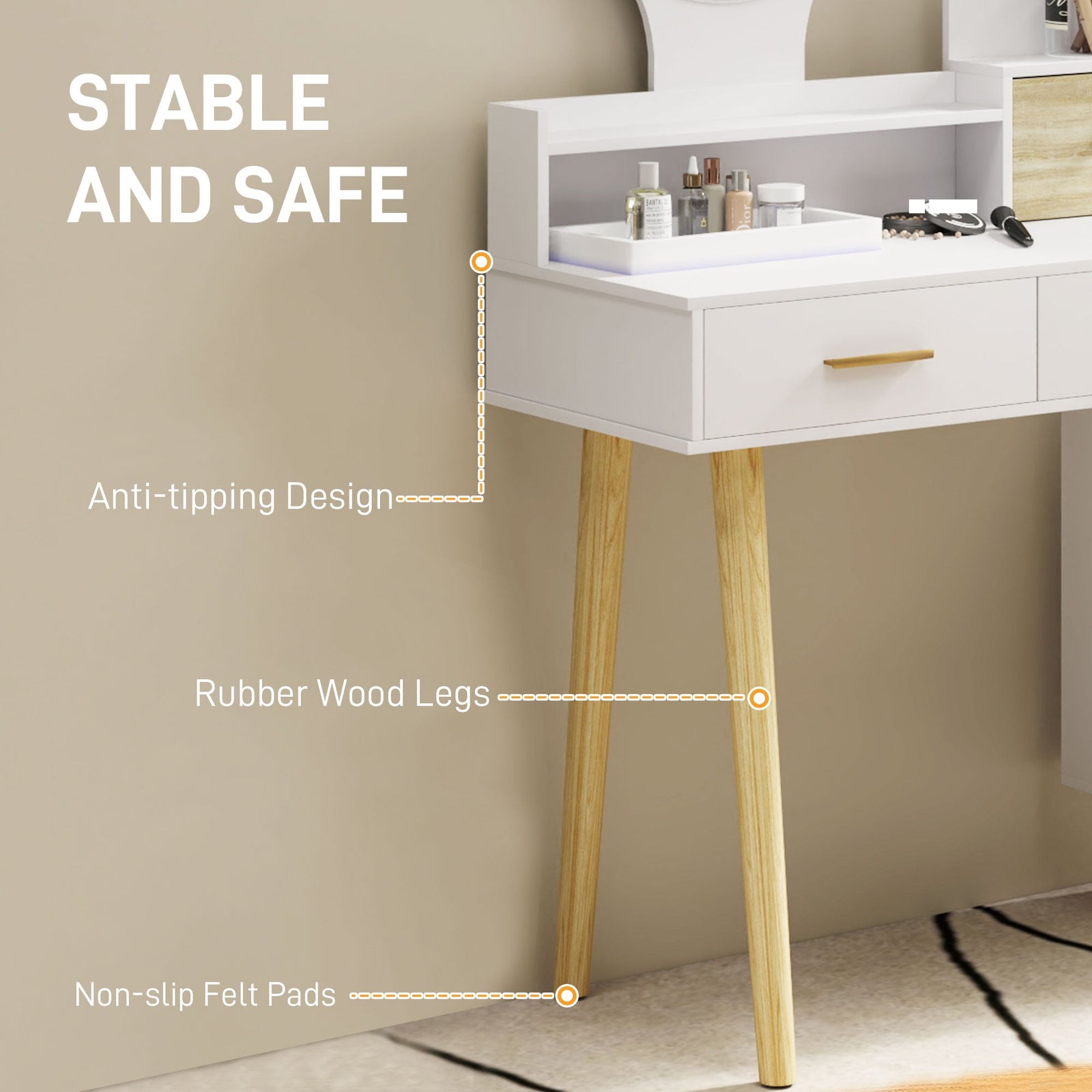homcom elegant dressing table with storage white