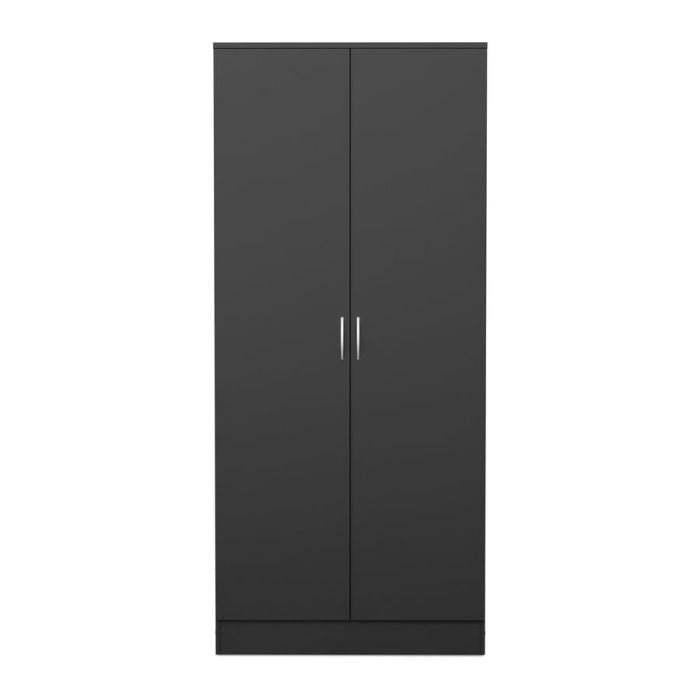 ARVELLO 2-door wardrobe in black with silver curved handles