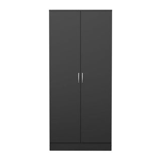 ARVELLO 2-door wardrobe in black with silver curved handles