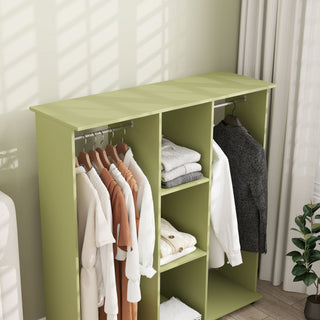 homcom open wardrobe double mobile storage shelves organizer w 6 wheels green