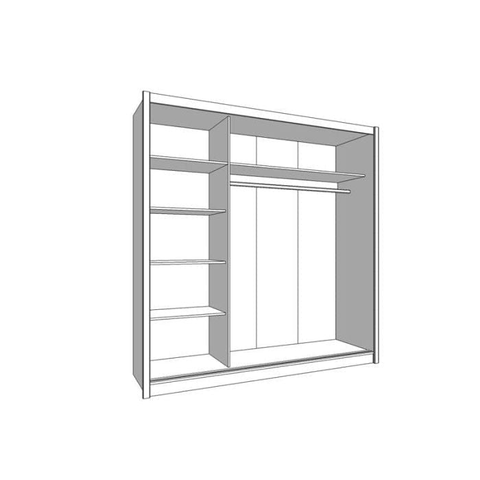 NEMISH Artisan Oak effect 2 door sliding wardrobe with mirrored door and internal shelves and hanging rail