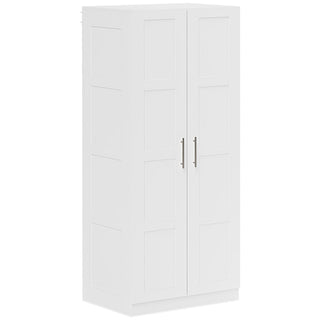homcom double paneled door wardrobe with shelves white