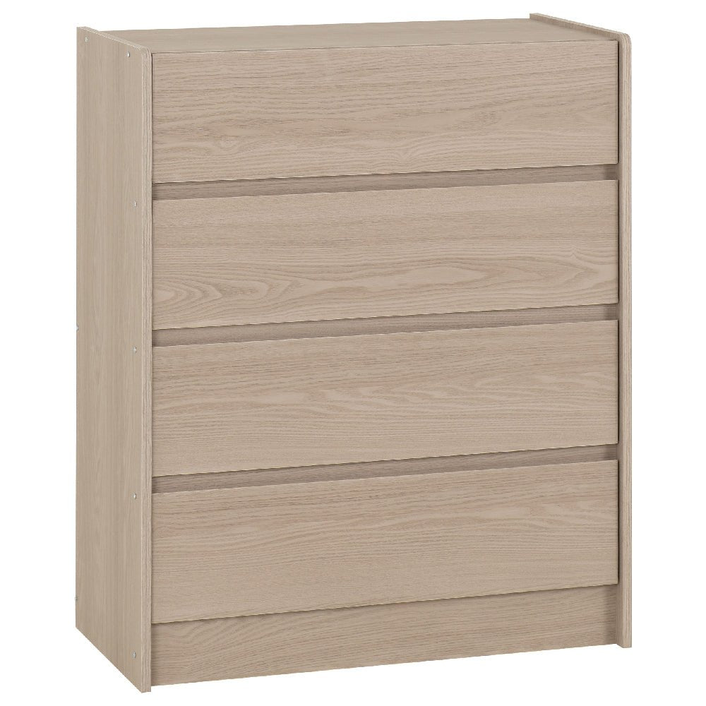 Smoked ash wood effect four-drawer chest of drawers