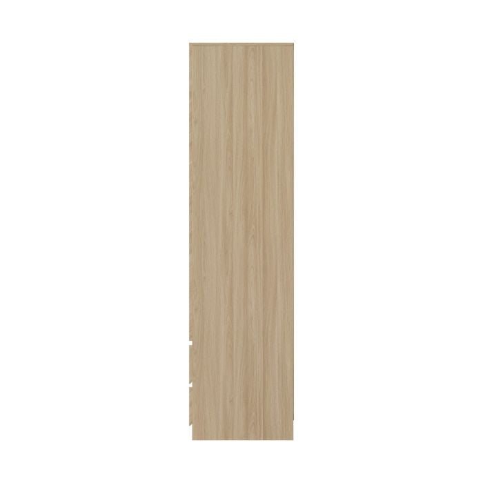 Charleston 3-door Euro oak wardrobe side view with herringbone wood grain