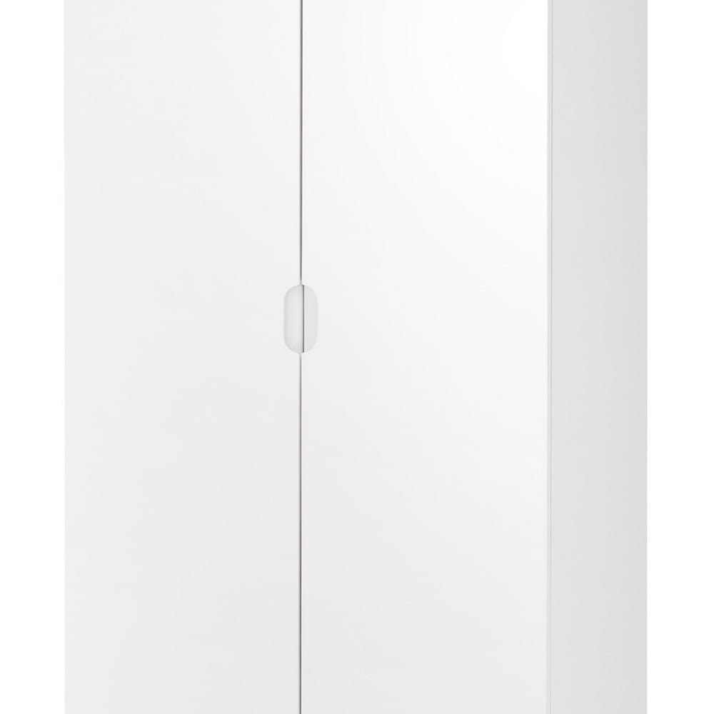 Manhattan 2 Door White High Gloss Wardrobe with central oval recessed handles.