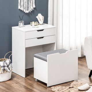 homcom dressing table with flip up mirror and storage stool vanity table with drawer and hidden compartments for bedroom living room white