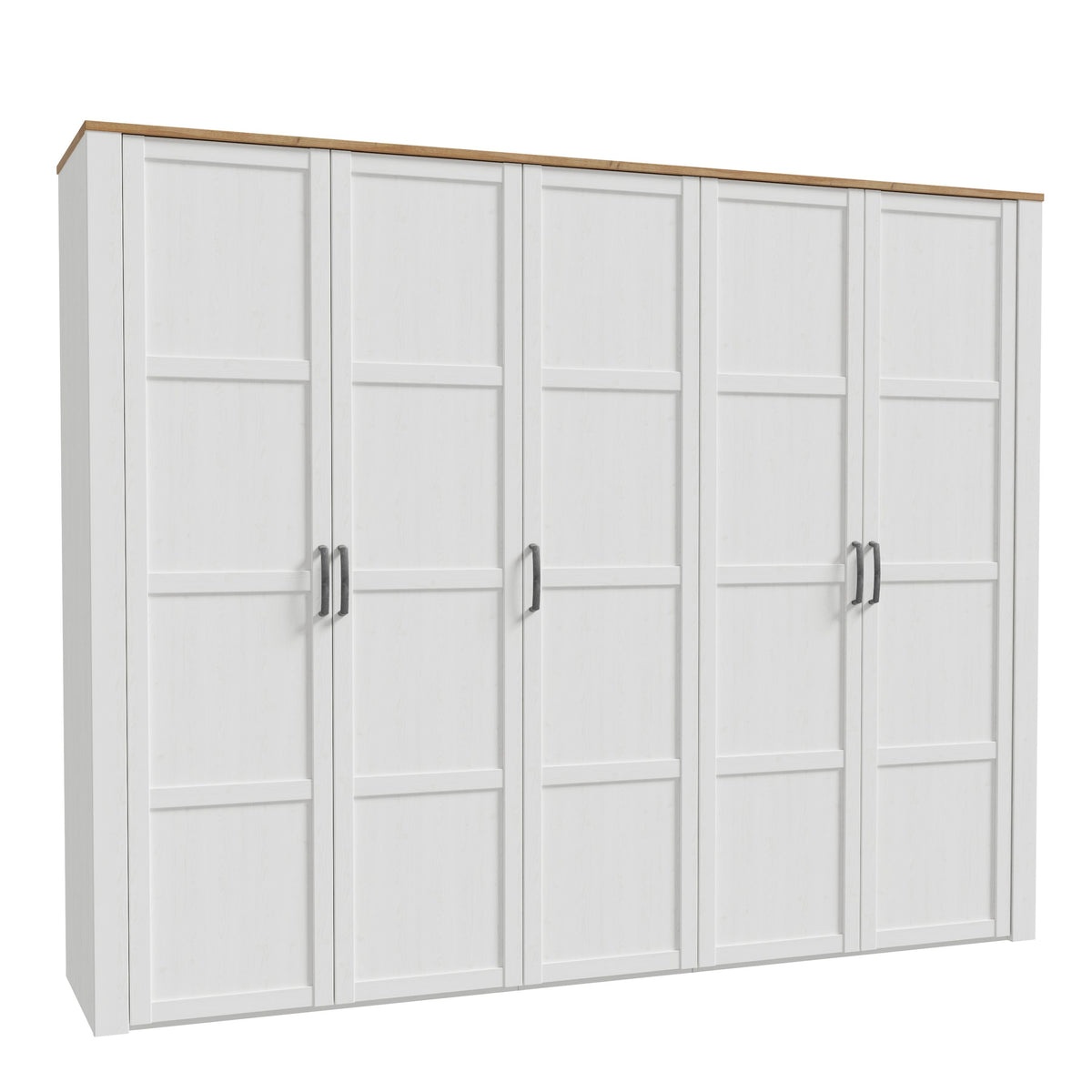 Buenos 266cm 5-Door Wardrobe – White & Riviera Oak – product image 14