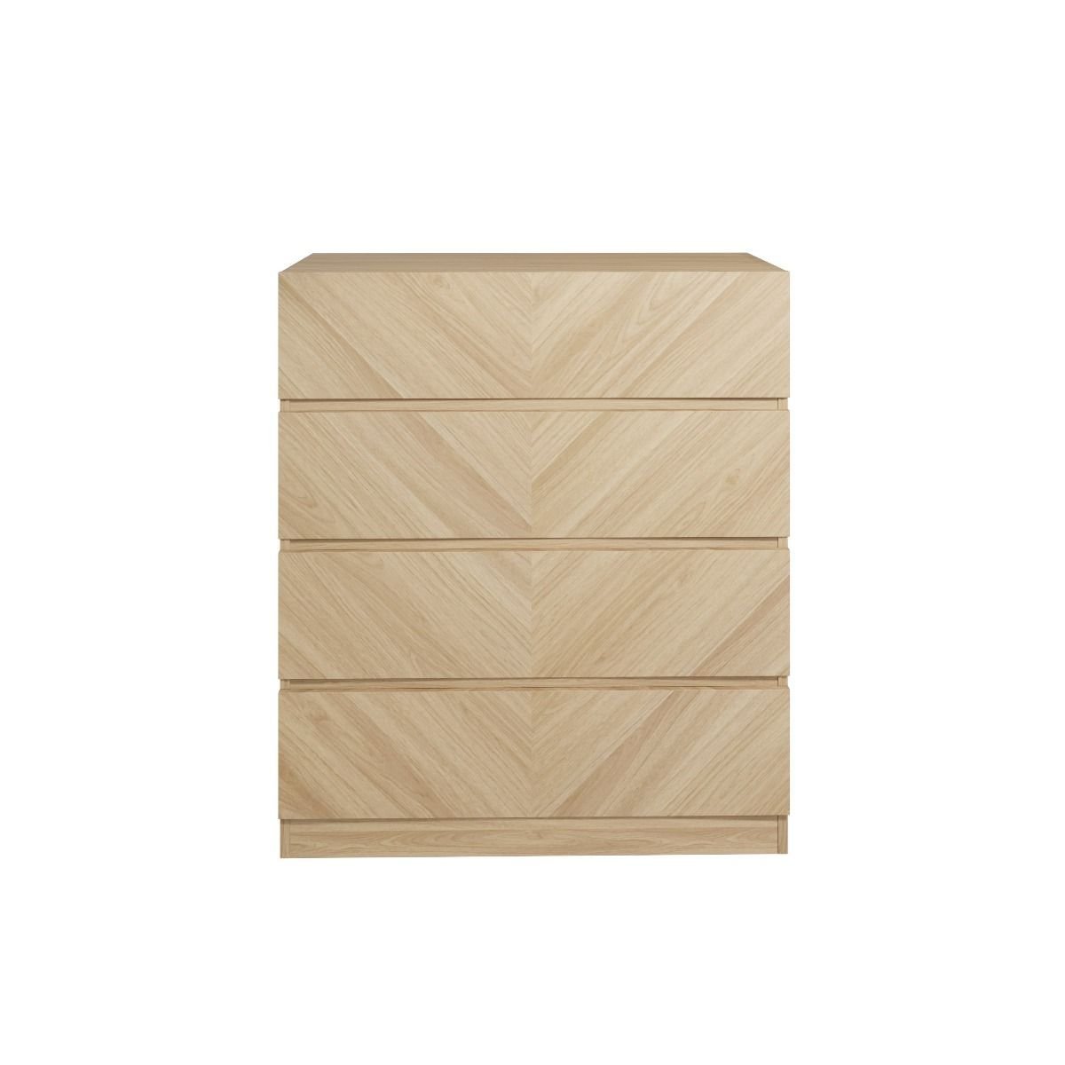 Euro Oak Chest of Drawers with Herringbone design, four drawers