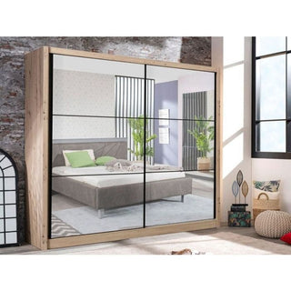 NEMISH 2-door mirrored sliding wardrobe in artisan oak effect effect 213cm wide