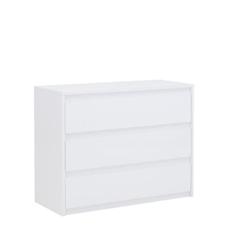 White gloss chest of drawers with three handle-less drawers