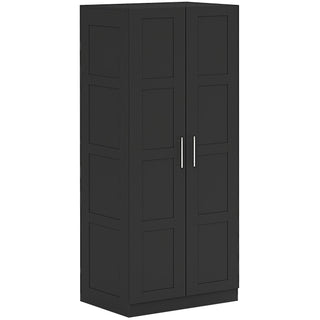 homcom double panel door wardrobe with shelves black
