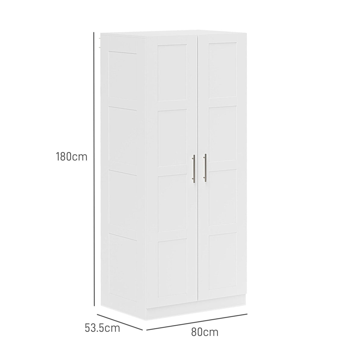 homcom double paneled door wardrobe with shelves white