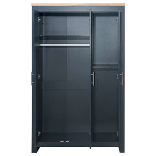 Highland Wooden Wardrobe With 3 Doors In Navy Blue And Oak