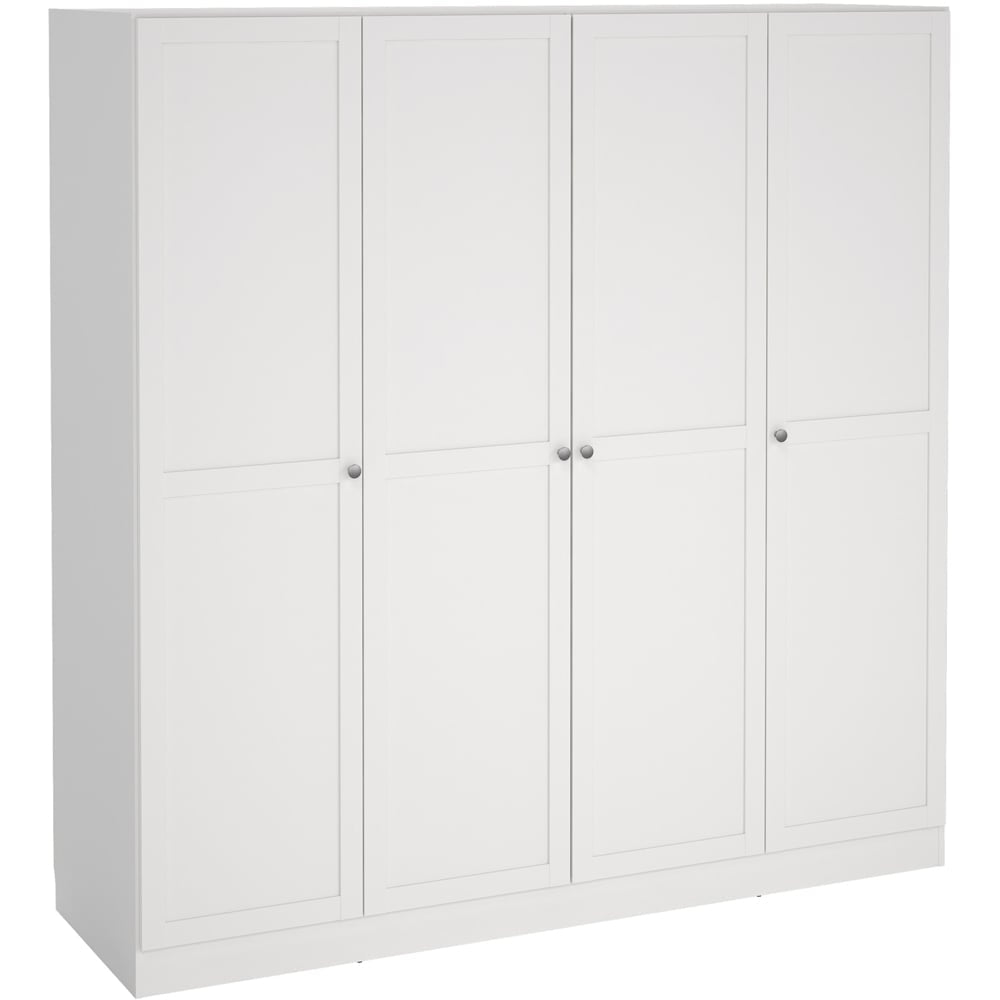 Florence Brande white 4 door wardrobe with round handles