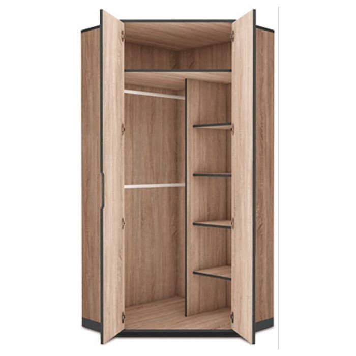 Corner Wardrobe - ZAGREB 2 Door Wardrobe Oak 95cm – product image 5