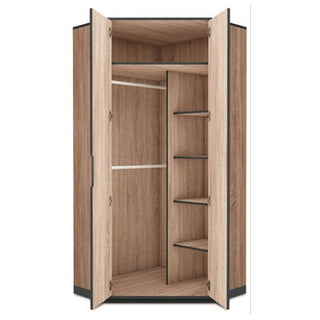 Corner Wardrobe - ZAGREB 2 Door Wardrobe Oak 95cm