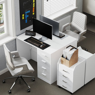 homcom computer desk with drawers dressing table high gloss home office writing workstation white