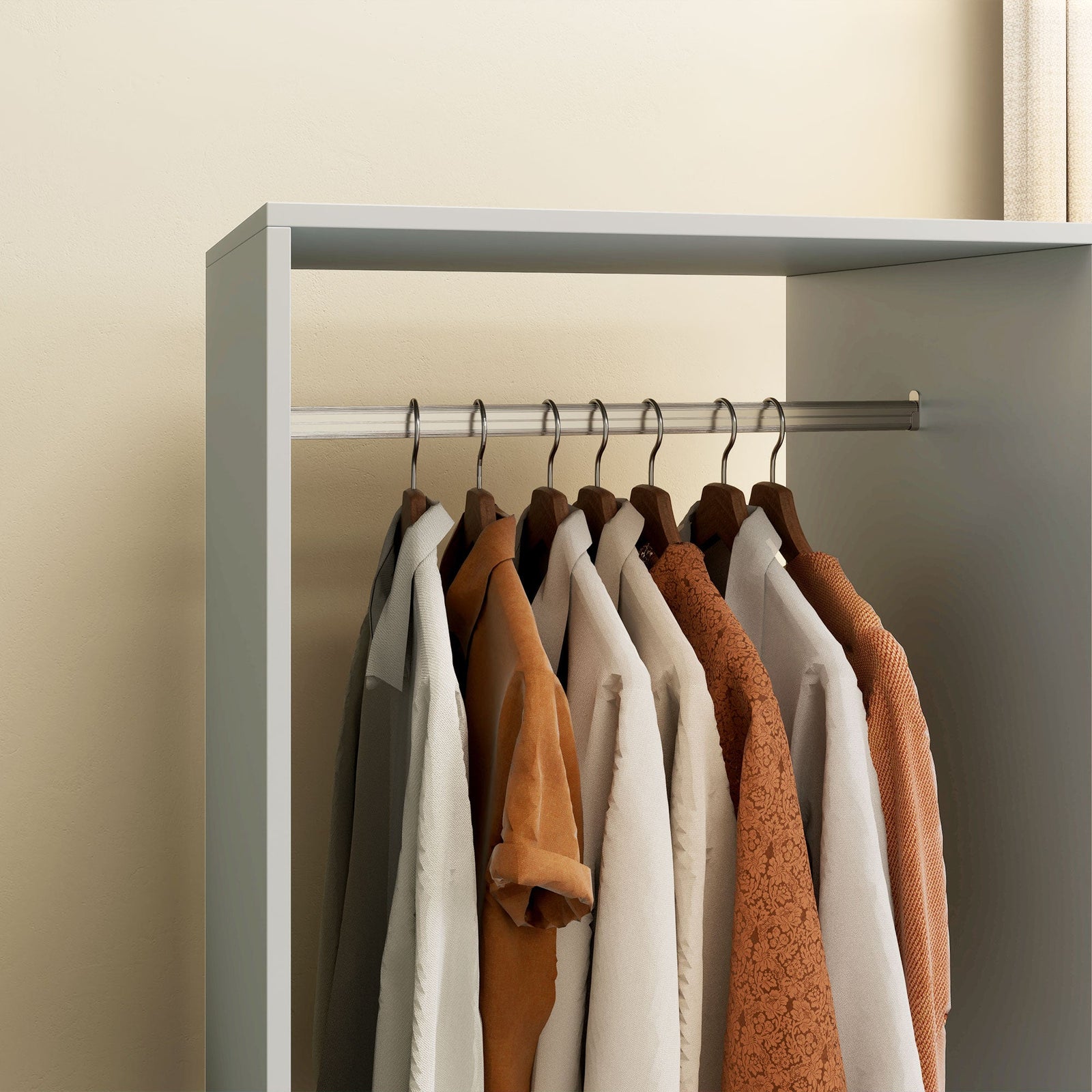 homcom open wardrobe on wheels bedroom wardrobe with clothes hanging rail 2 storage shelves mobile garment rack for cloakroom hallway grey