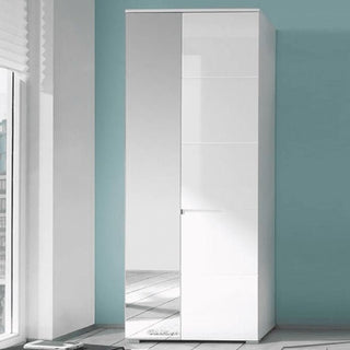 CHOICEWARDROBE Sarnia Sliding Wardrobe – White High Gloss Finish, 2 Door, Mirrored Door, 60cm