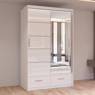CHOICEWARDROBE Sycylia 2 Door Sliding Wardrobe – White High Gloss Finish, Mirrored Door