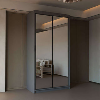 CHOICEWARDROBE CHICAGO II Sliding Door Wardrobe Two Doors 90cm Grey Mirrored Doors