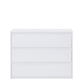White gloss chest of drawers with three handle-less drawers