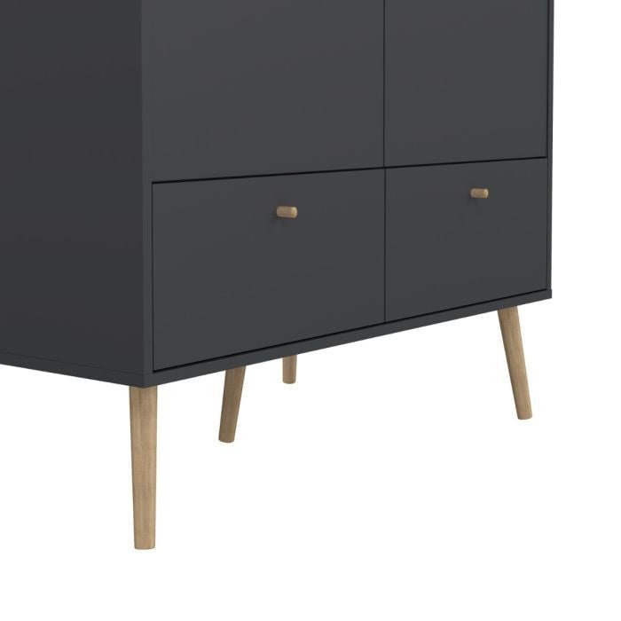 Cobalt 98.7cm 2-Door Wardrobe with 2 Drawers – Dark Grey & Oak – product image 8
