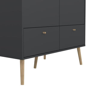 Wardrobe - COBALT 2 Door Wardrobe Dark Grey 98.7cm Skandi