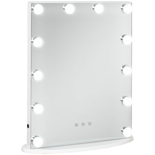 homcom hollywood mirror with lights for makeup dressing table lighted vanity mirror with 12 dimmable led bulbs and usb plug in power supply white