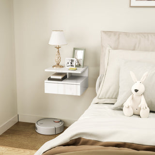 homcom floating high gloss bedside table high gloss white