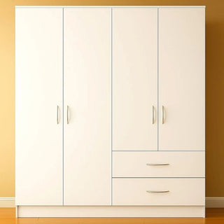 VIANNA 4-door white wardrobe with 2 drawers