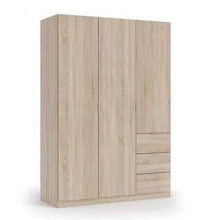Wardrobe - HARVEY 3 Door Wardrobe Oak 135cm