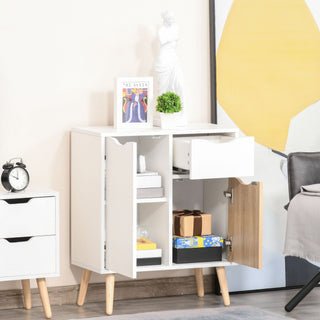 homcom bedroom furniture set wardrobe with hanging rail bedside table floor cabinet with storage nature wood finish and white